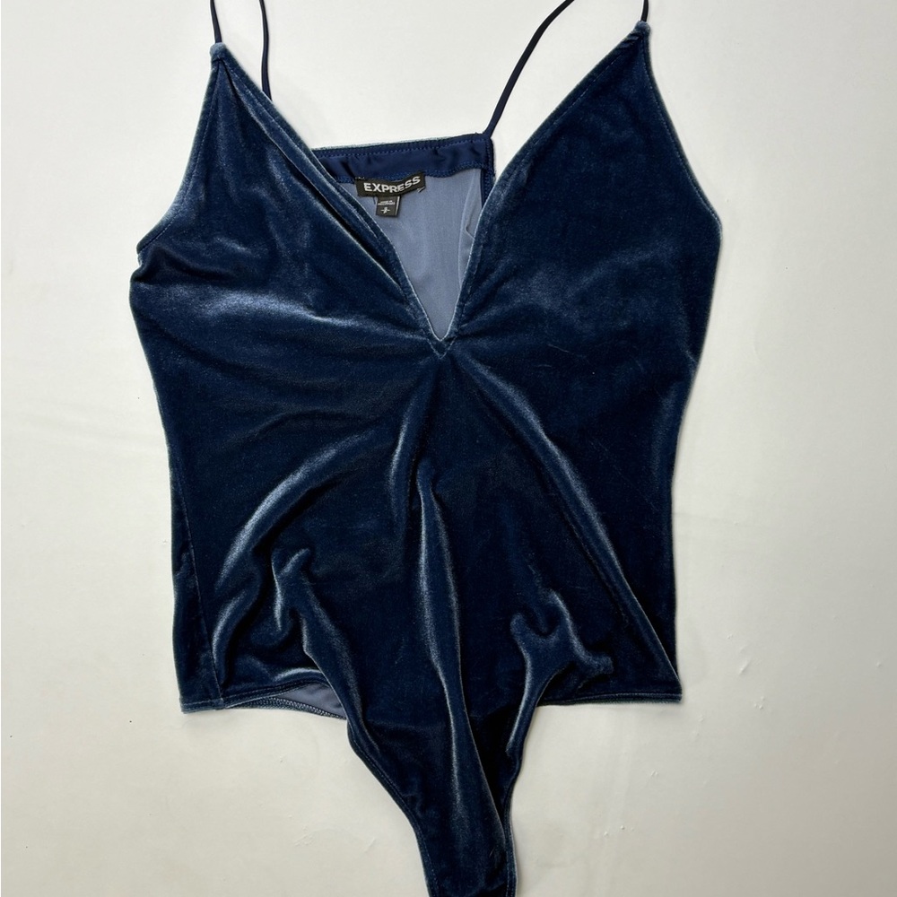 Express Deep Blue Velvet Bodysuit